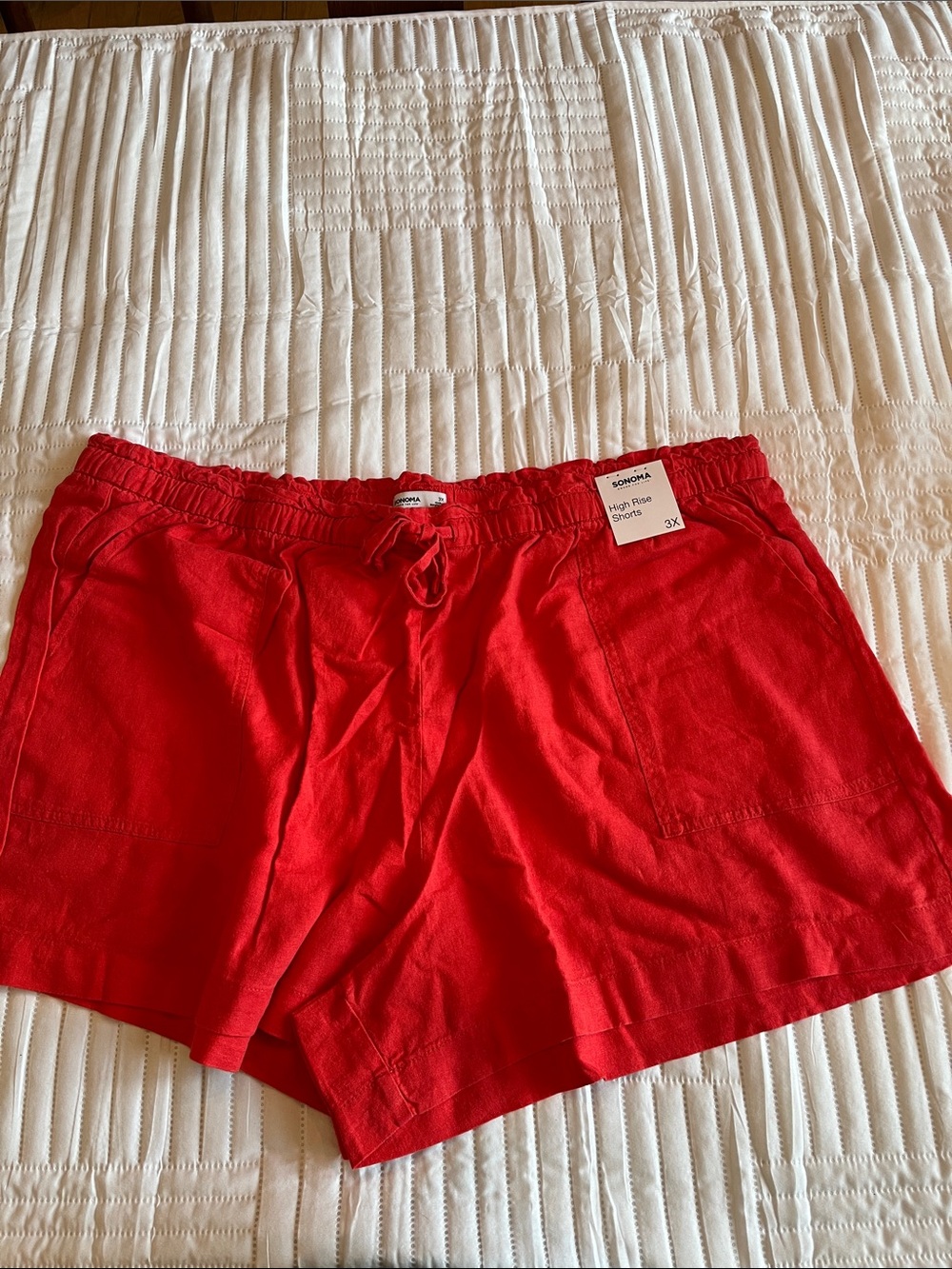 Sonoma Red High-Rise Linen Blend Women’s Shorts - 3X NWT